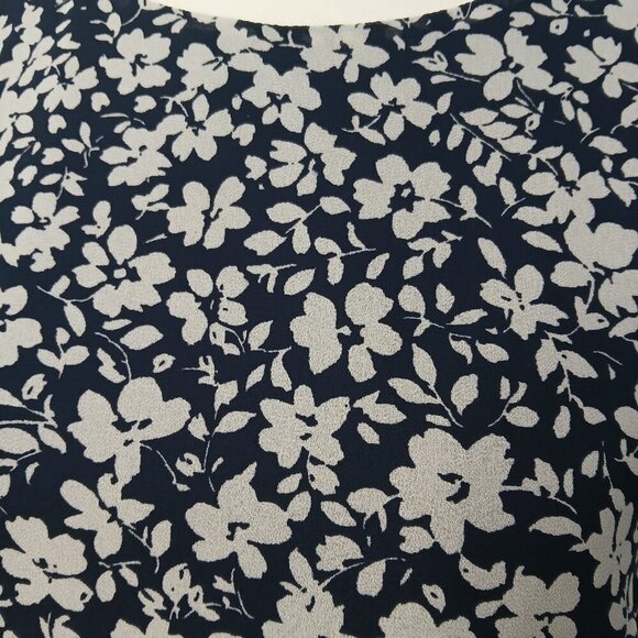 Lauren Ralph Lauren Ruffle Tiered Hem Blue & Light Gray Floral Midi Dress Sz 12 - Picture 9 of 9